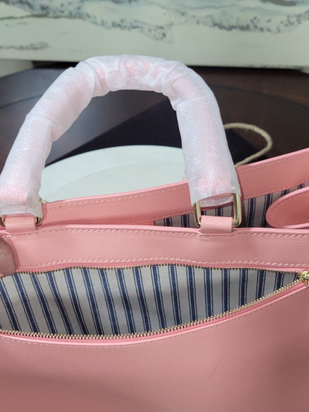 Dooney & Bourke  Pink (Bubble Gum) Saffiano Leather Satchel  [Item #HL13] - Picture 10 of 16